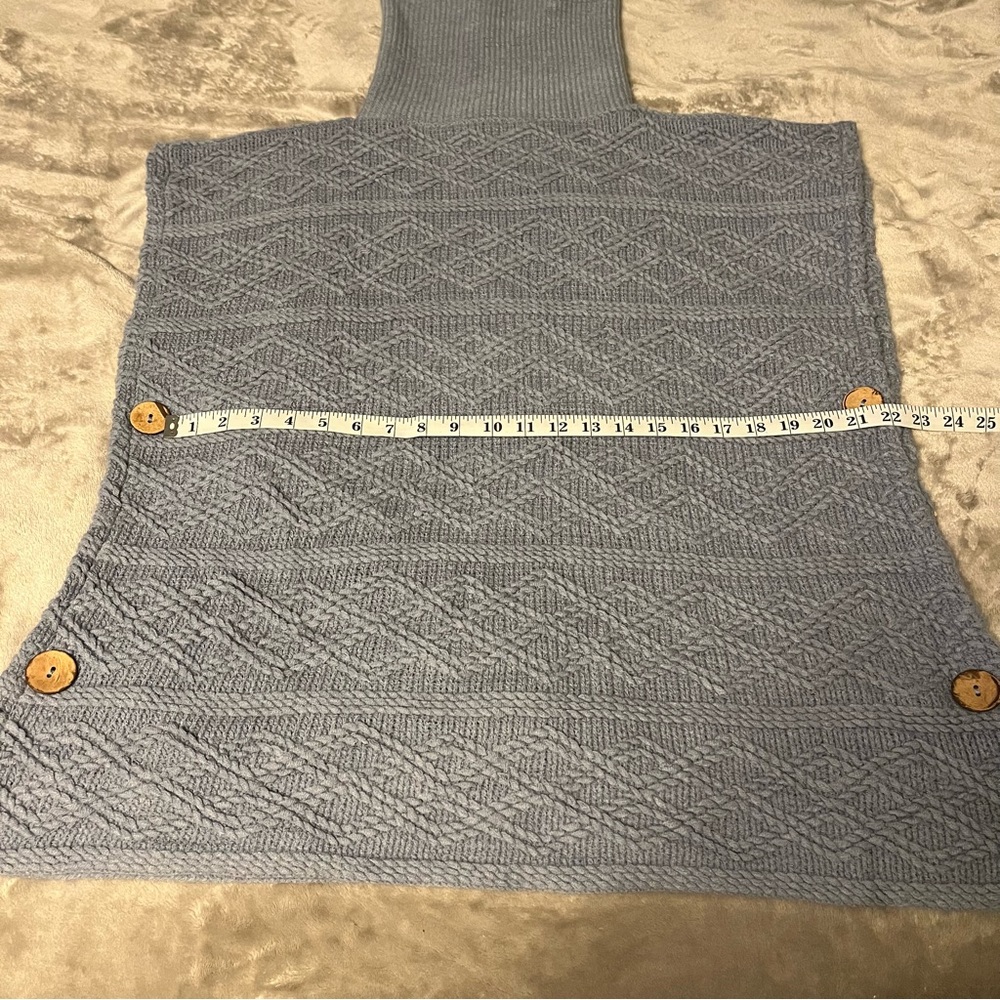 Vintage Powder Blue Poncho Style Sweater, One Size - Picture 12 of 13